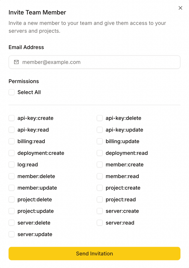 Member invite & permissions