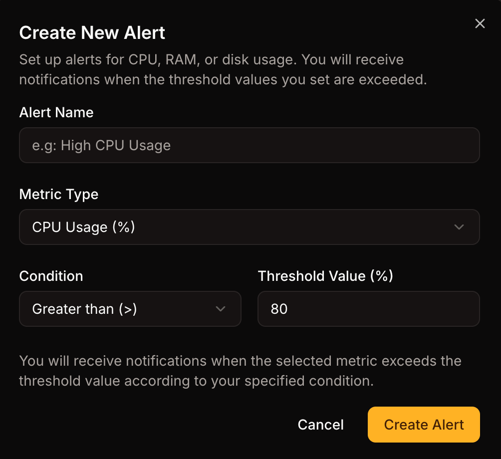 Configuring a monitoring alert threshold